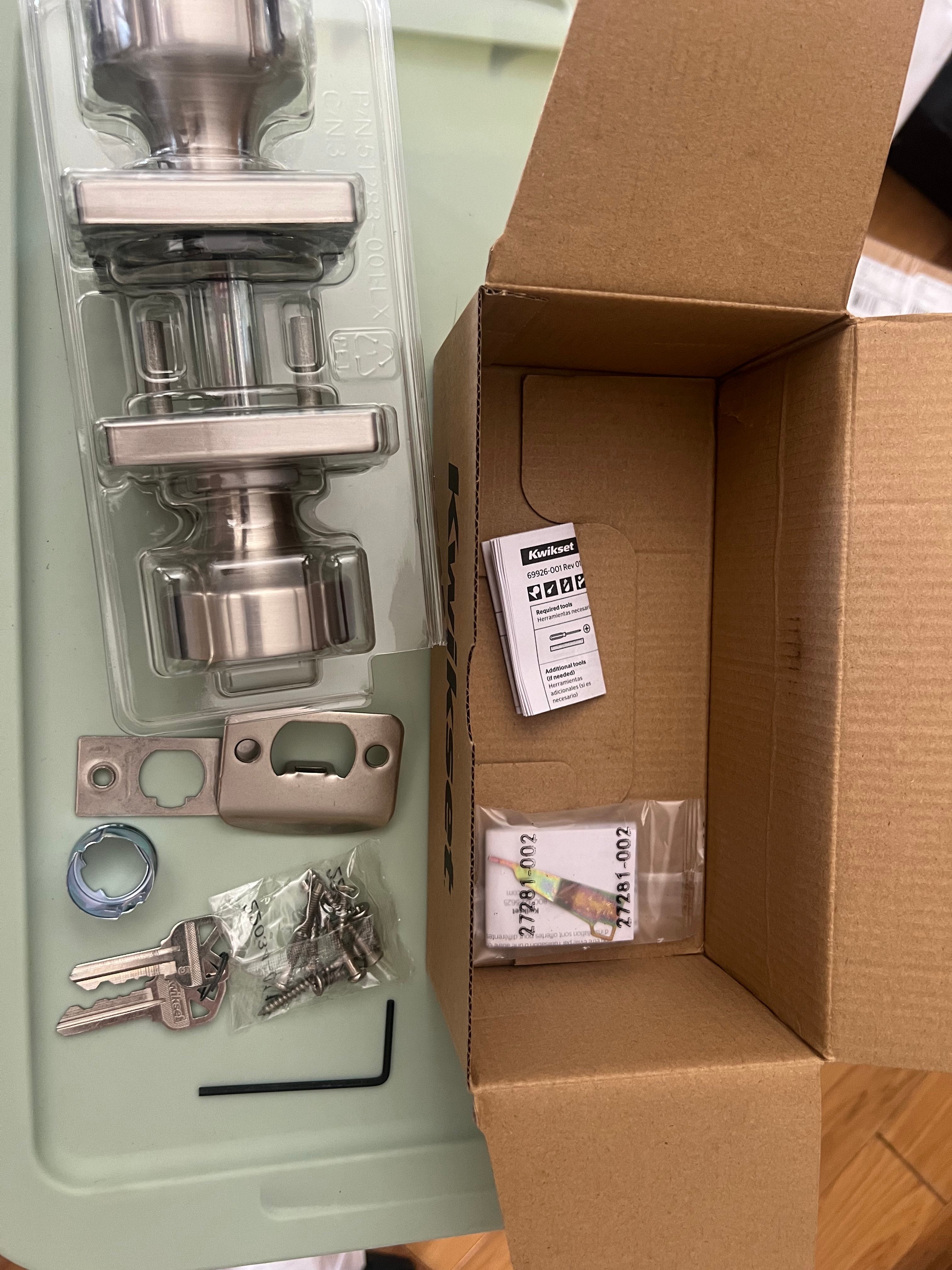 Kwikset SmartKey Satin Nickel One Sided Cylinder Door Handleset 97402-857 NEW